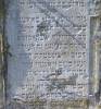 "A tombstone of a young woman, modest and important, the married Miriam daughter of our teacher Mordechai of blessed memory. [unique acrostic poem in center panel]  She died on the Holy Sabbath, the 11th day to the month of Menahem Av, year 5637 as the abbreviated era.  May her soul be bound in the bond of everlasting life."  

Translated by Dr. Heidi M. Szpek, Ph.D., Associate Professor of Religious Studies, Department of Philosophy and Religious Studies, Central Washington University, Ellensburg, WA 98926 (szpekh@cwu.edu).